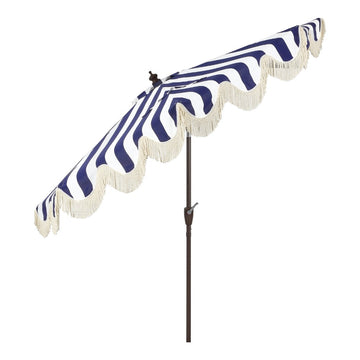 Beverly 9 ft. Designer Classic Scalloped Fringe Half Market Patio Umbrella